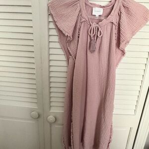 Anthropologies Sundays Mauve Ruffle Sleeve Dress